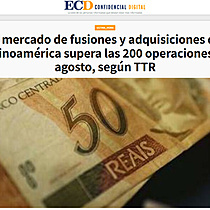 El mercado de fusiones y adquisiciones de Latinoamrica supera las 200 operaciones en agosto, segn TTR